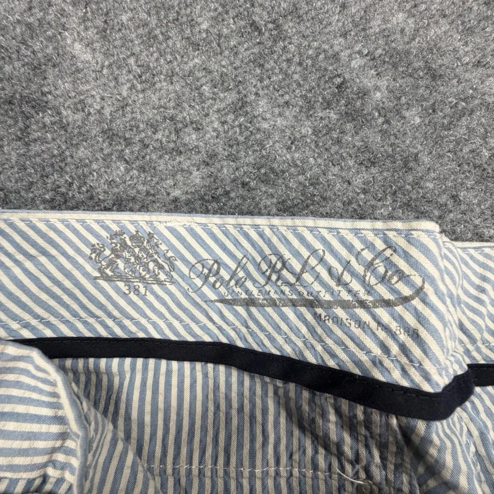 Polo Ralph Lauren Suffield Fit Shorts Mens 38 Blue White Seersucker Striped 0562